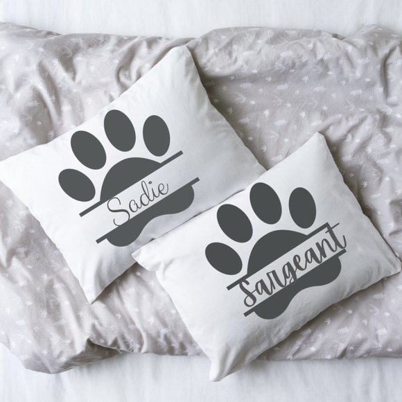 Custom Pet Pillow Case, Personalized Pawprint - Picture 1 of 3